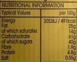 Double belgian chocolate chunk cookie - Nutrition facts