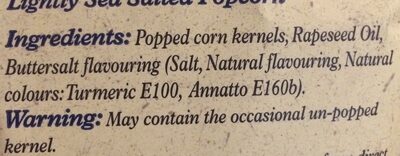 Popcorn Lightly Sea Salt - Ingredients - en