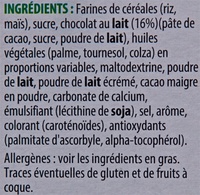 Trésor Sticks Chocolat au Lait - Ingredients - fr