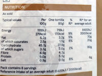 Wholemeal tortilla wraps - Nutrition facts - en