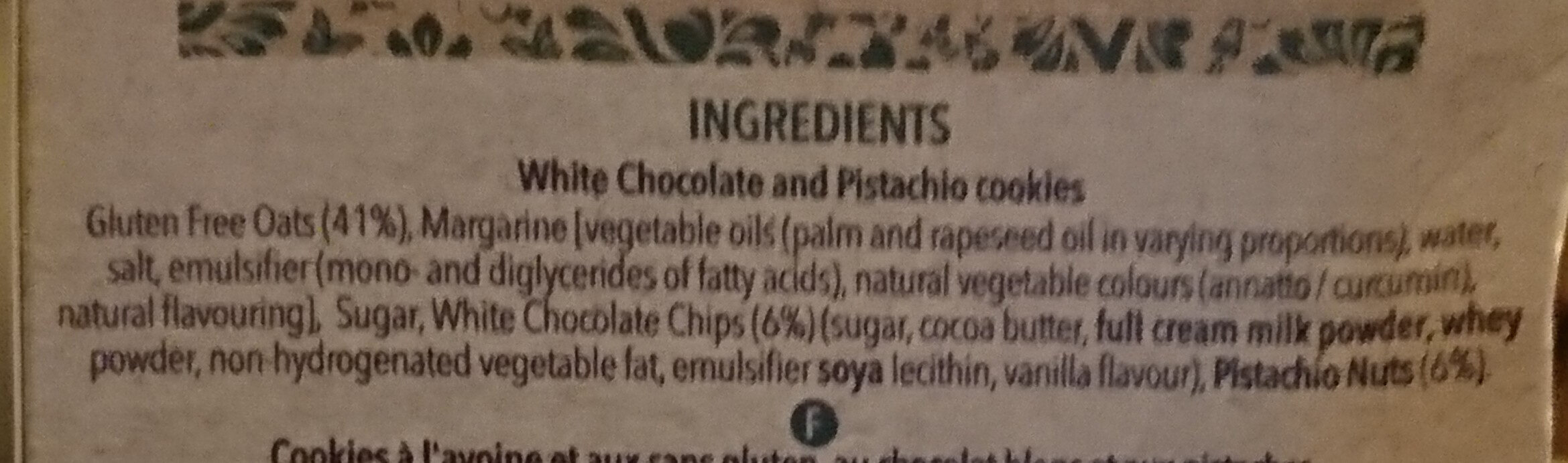 White Chocolate & Pistachio Cookie - Ingredients - en