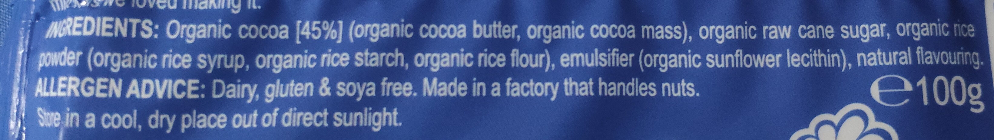 Free Organic Milk Chocolate Alternative Original - Ingredients - en
