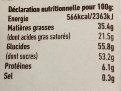 Cookies + Creme - Nutrition facts