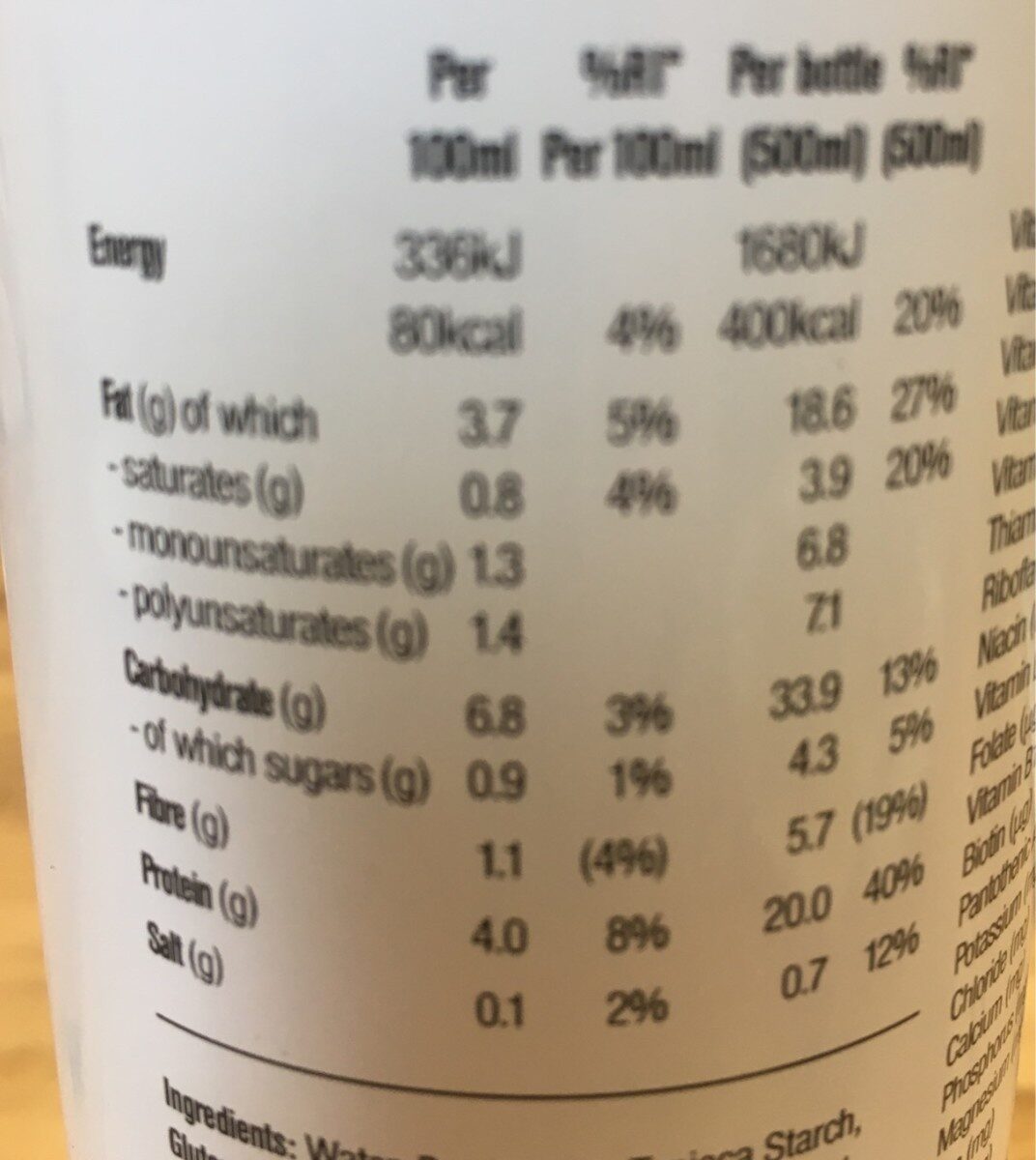 Ready-to-drink v1.0: Vanilla Flavour - Nutrition facts - en