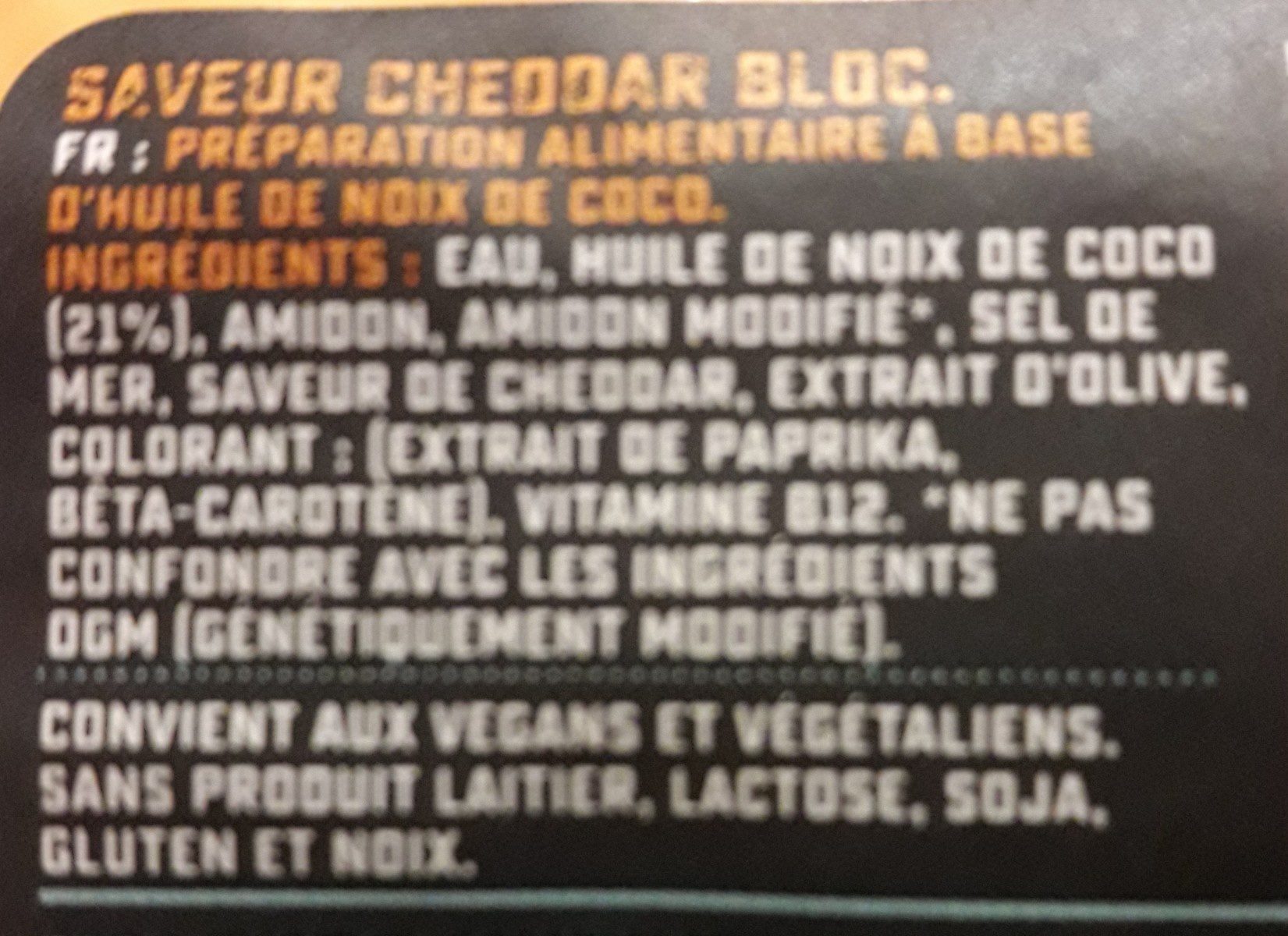 Bloc saveur cheddar - Ingredients - fr