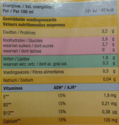 Soja drink - Nutrition facts - fr