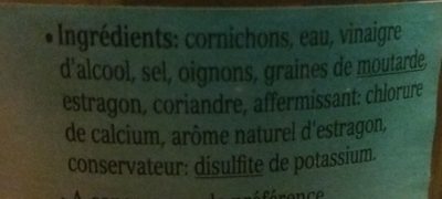 Cornichons moyens (au vinaigre) - Ingredients - fr