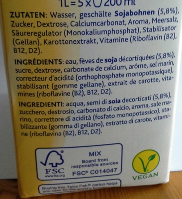 Soya Vanilla - Ingredients