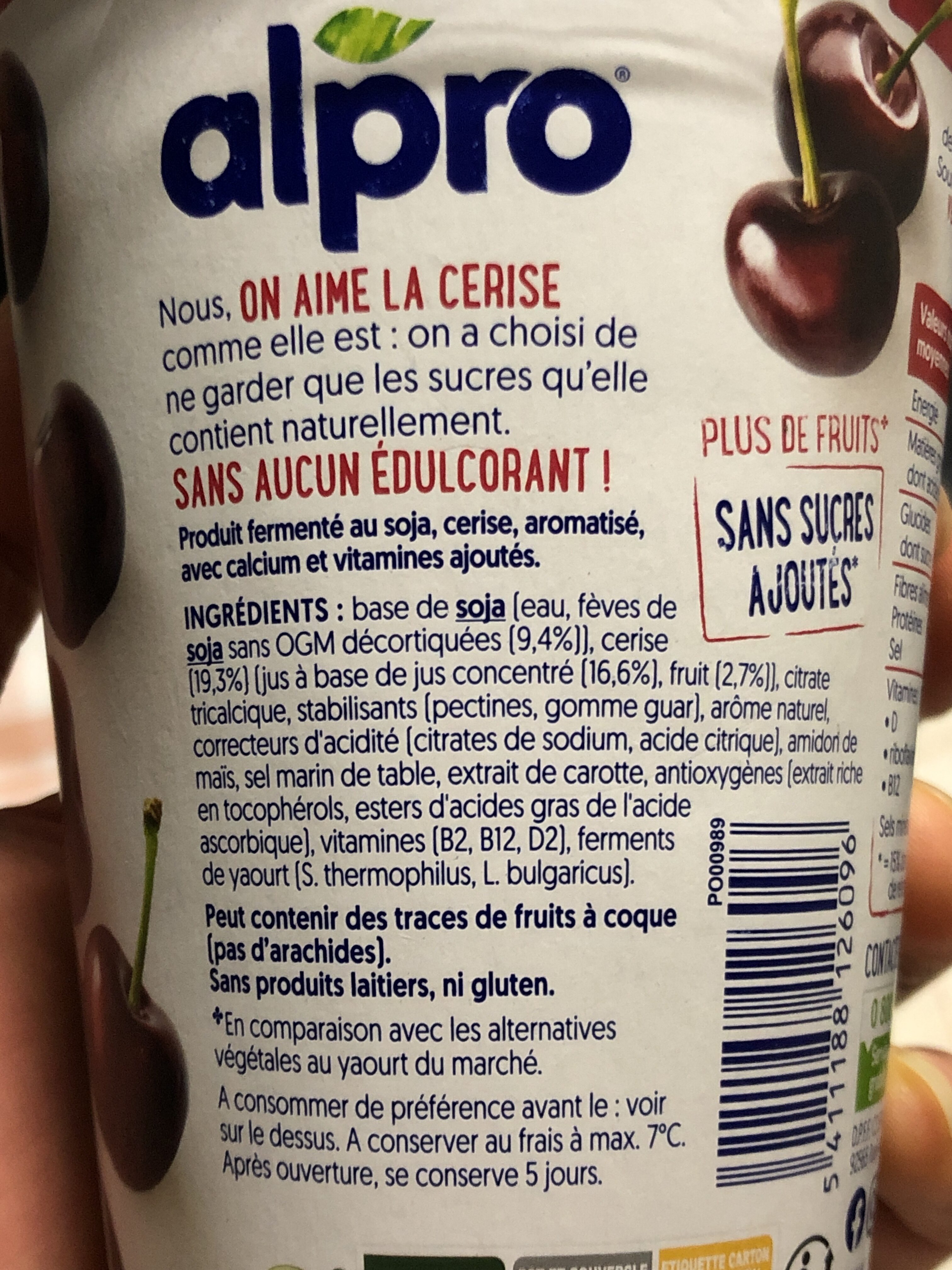 Alpro More fruit cherry - Ingredients - en