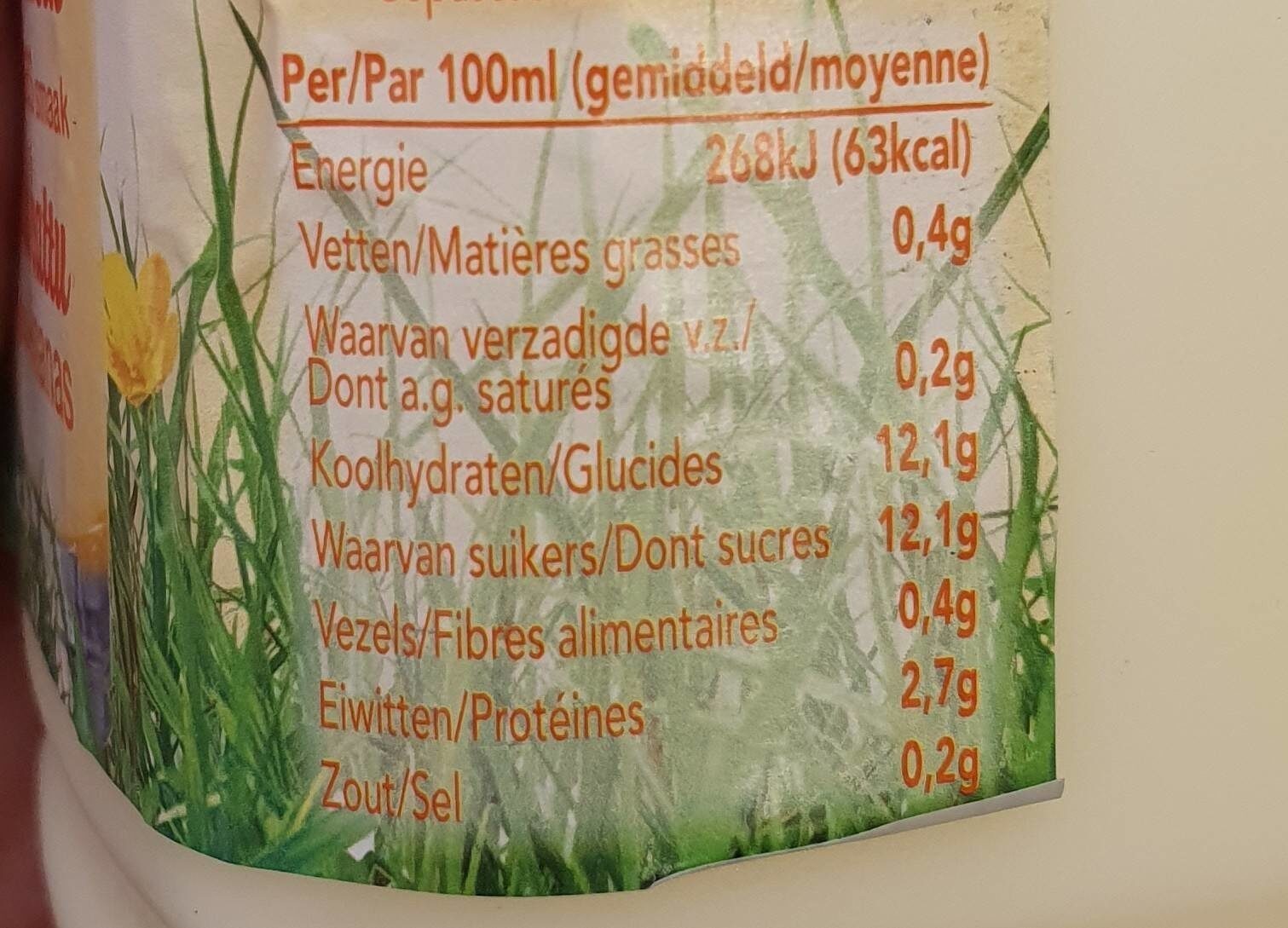 Lait battu - goût ananas 0,4%MG - Nutrition facts - fr
