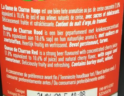 Queue de Charrue - Rouge - Ingredients - fr