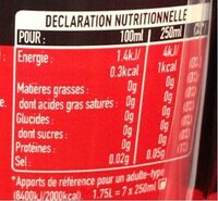 Coca cola zero sucre - Nutrition facts - fr