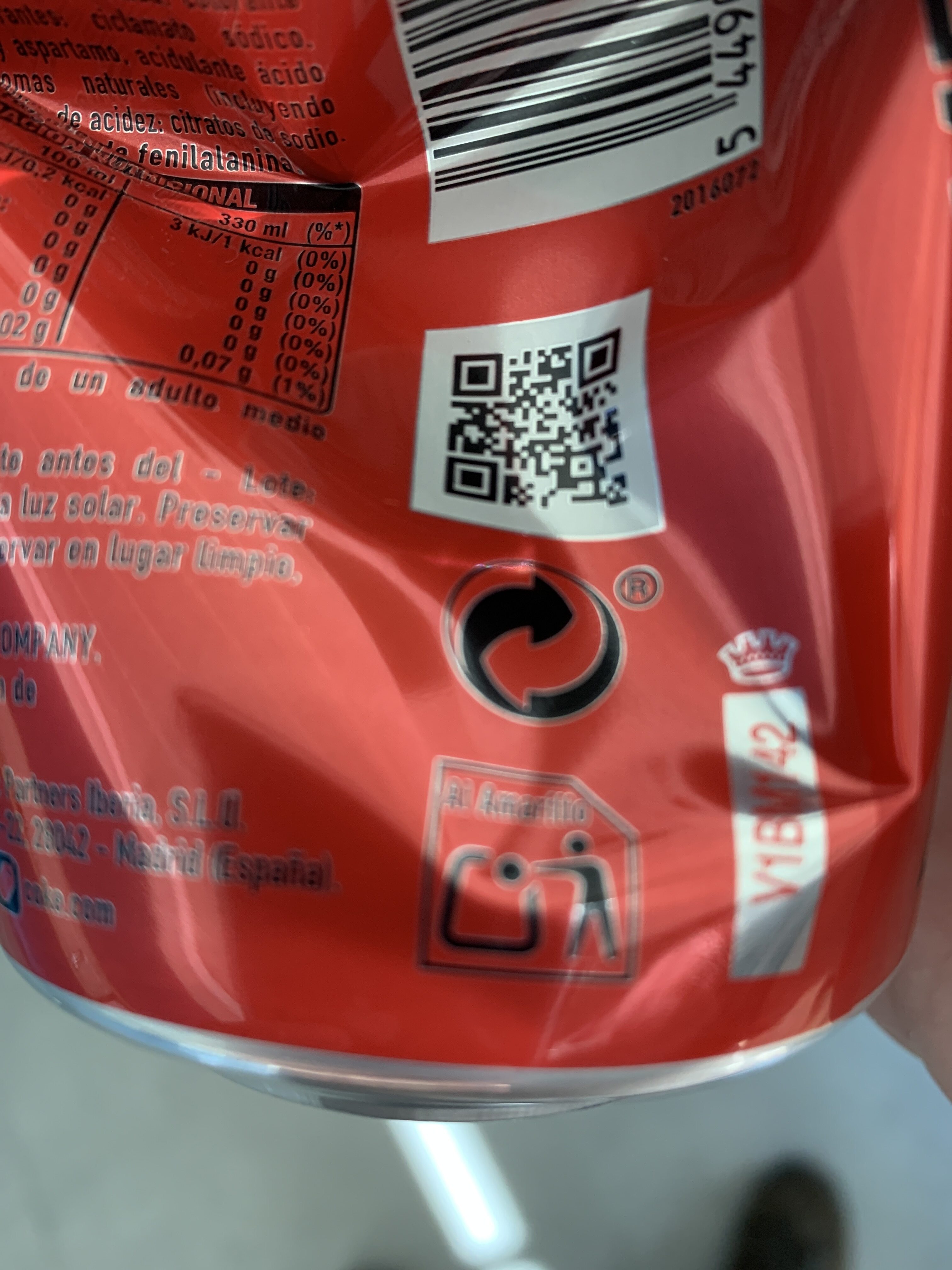 Coca-Cola Zero - Nutrition facts - en