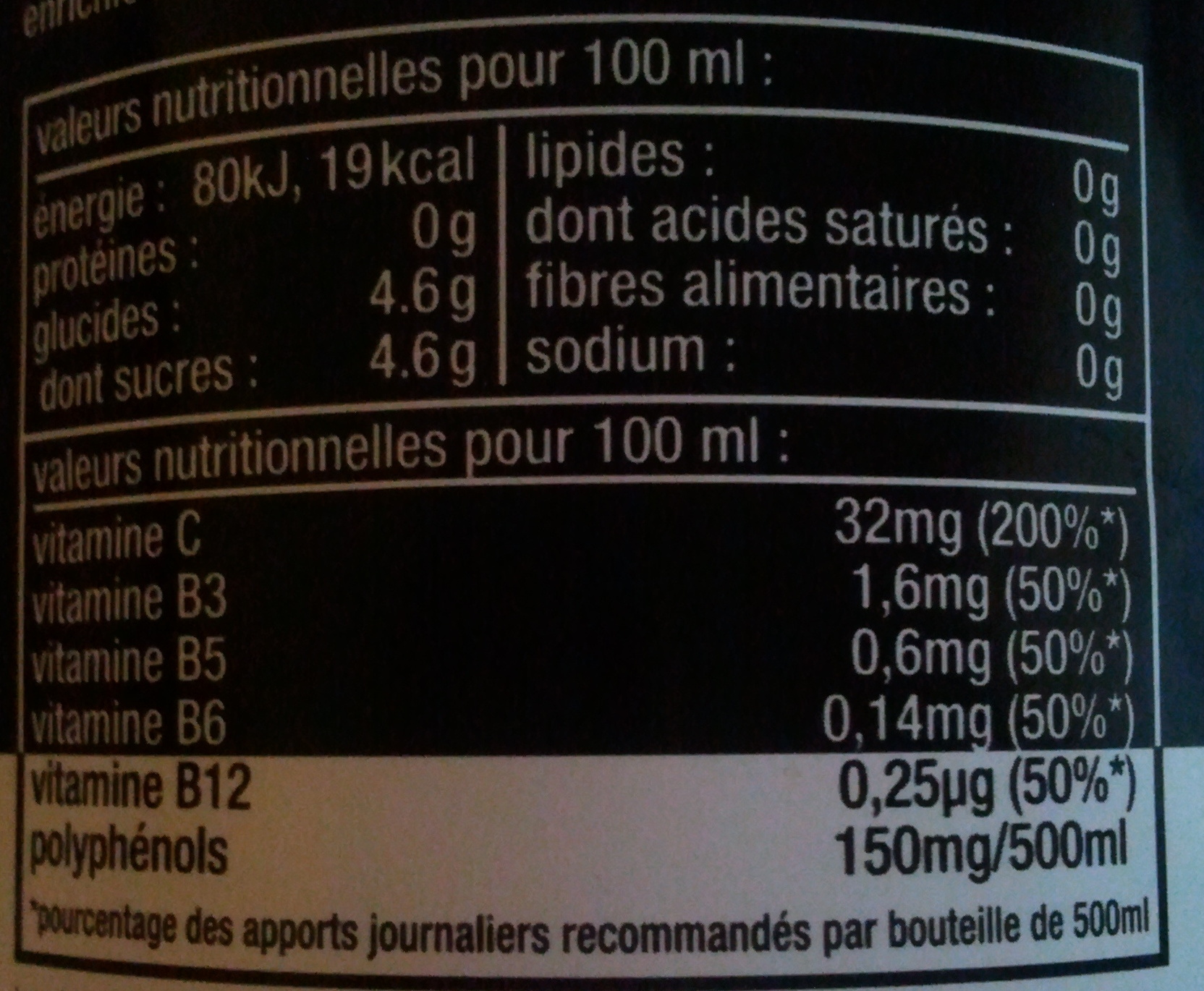 XXX - 3 baies - Nutrition facts - fr