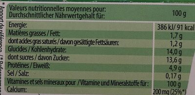 Yaourt - Nutrition facts - fr