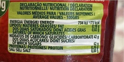 Doce Morango com teor de açucar reduzido - Nutrition facts