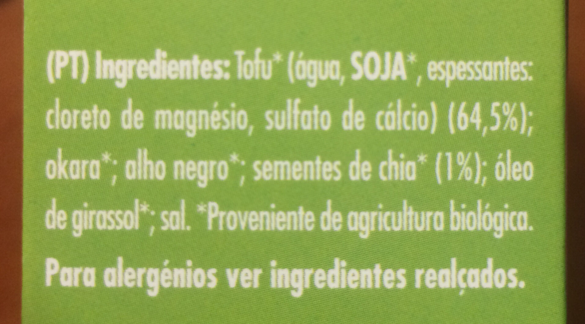 Cem Porcento Hambúrguer Proteico Tofu e Chia - Ingredients - pt