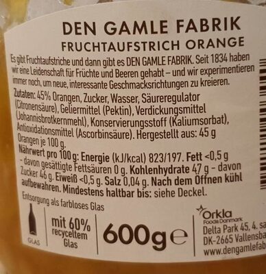 Fruchtaufstrich Orange - Nutrition facts