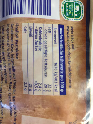 Finello Pastakäse - Nutrition facts