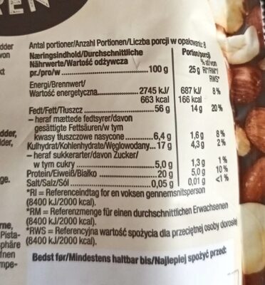 Mixed Nuts Natural - Nutrition facts
