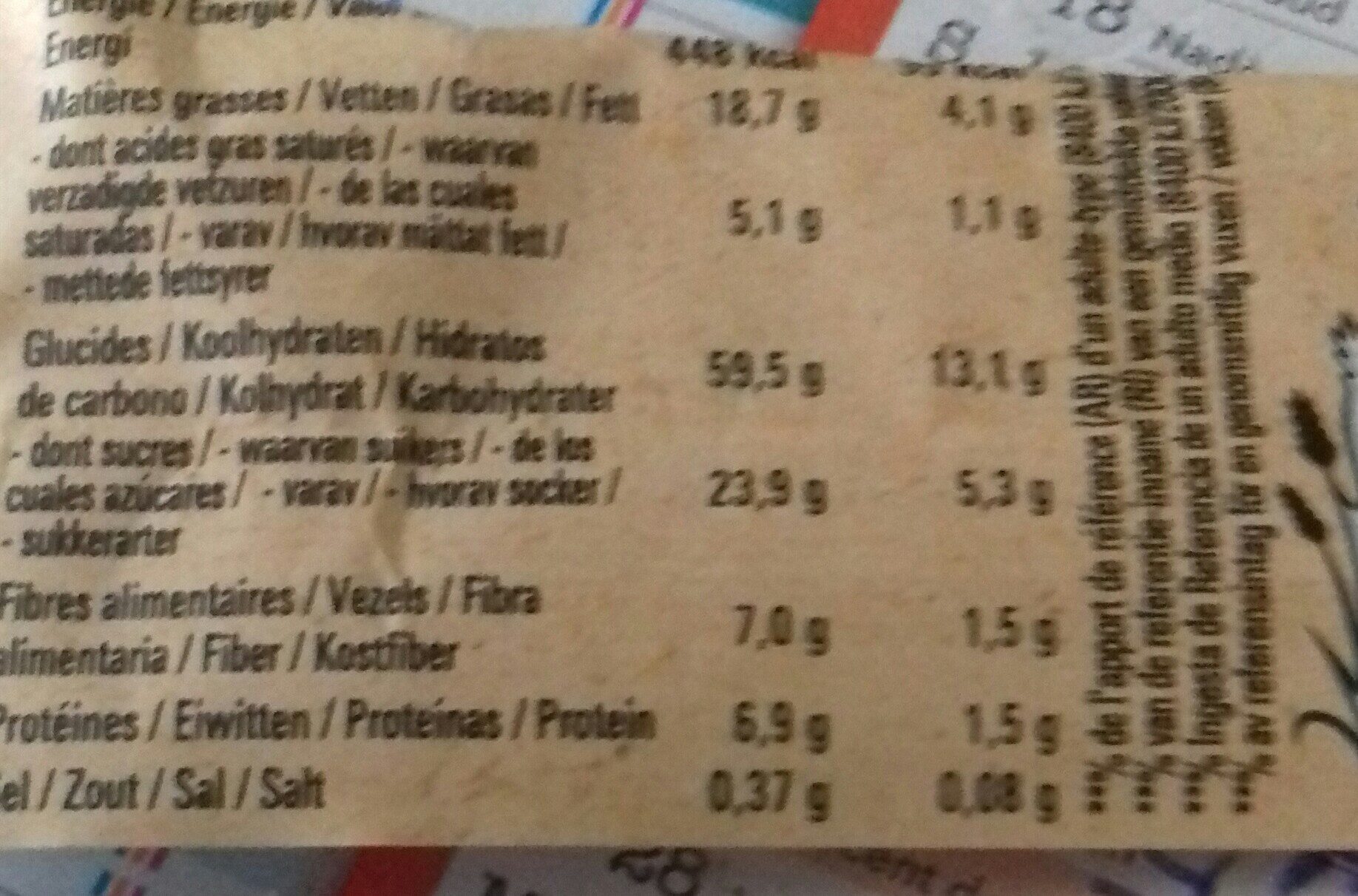 NESTLE CHEERIOS BIO Barres de céréales 4x22g - Ingredients - fr