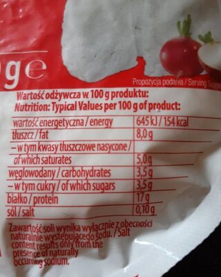 Full-fat curd cheese - Nutrition facts