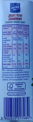 Cranberry drinking jogurt - Nutrition facts - pl