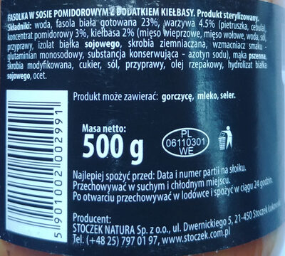 Fasolka po bretońsku z dodatkiem kiełbasy - Ingredients - pl