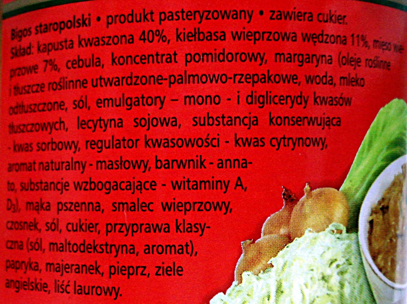 Bigos Staropolski - Ingredients - pl