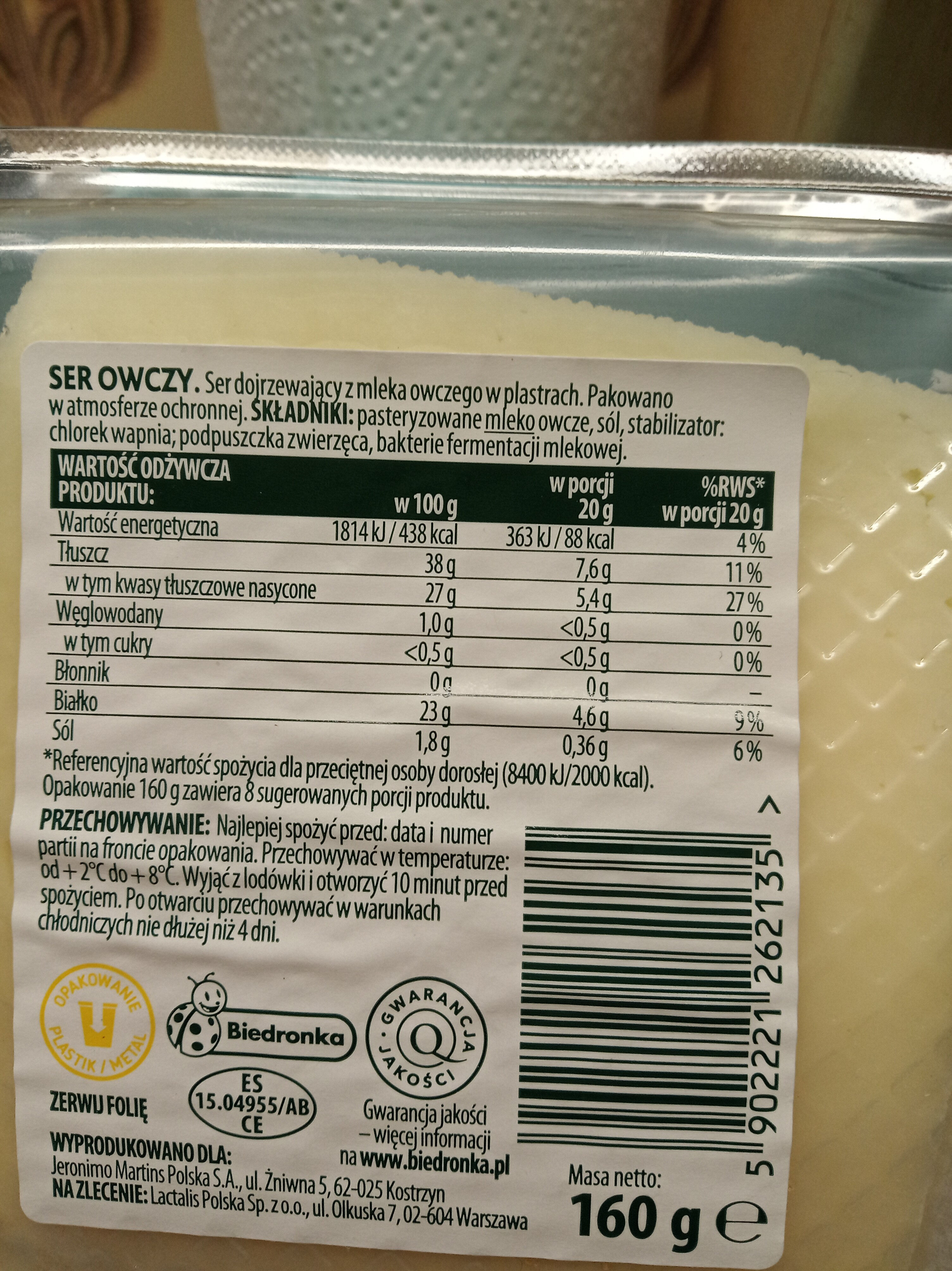 Owczy - Nutrition facts - pl