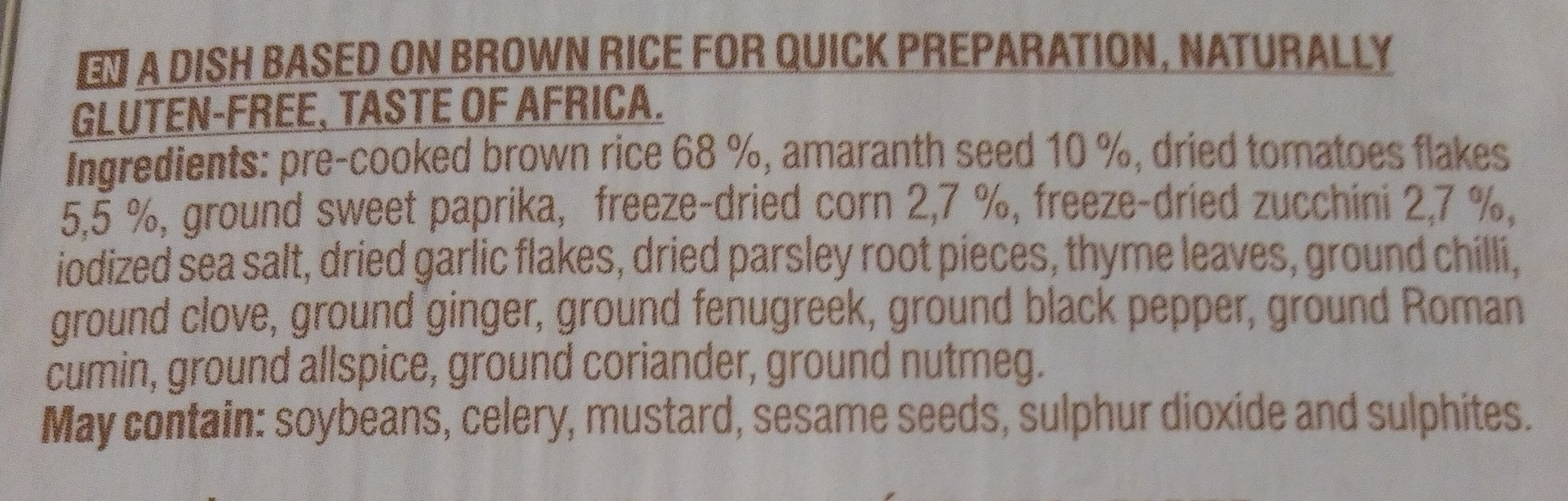 African Style Meal - Ingredients - en