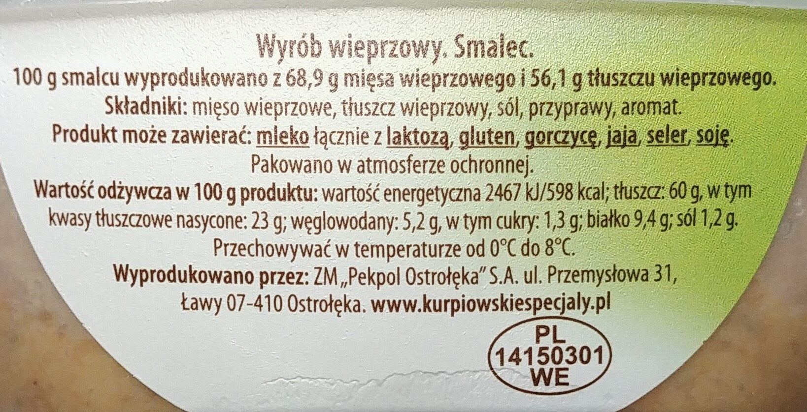 Smalec z mięsem - Ingredients - pl