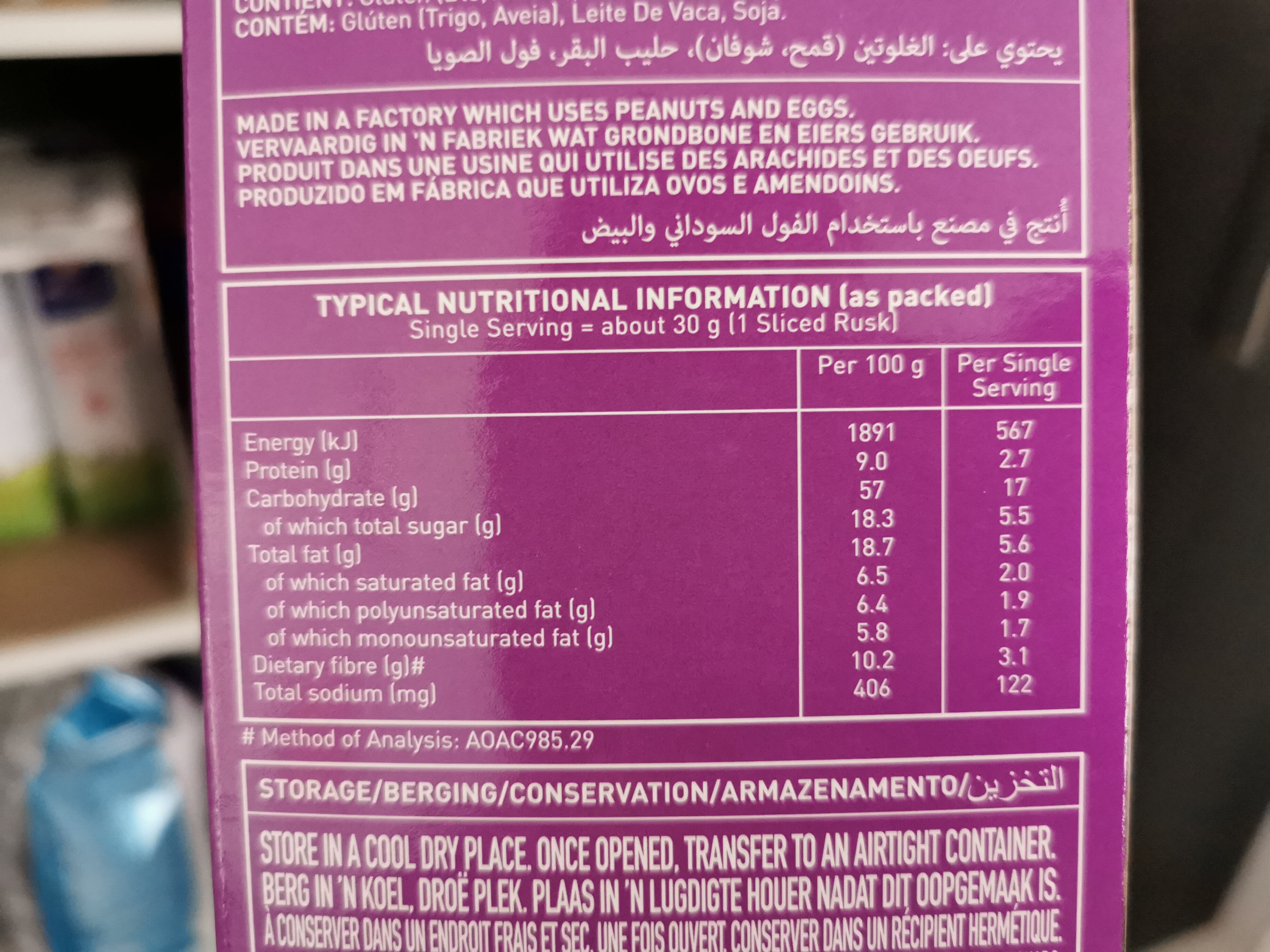 Poppy Seed & Blueberry Flavoured Rusks - Nutrition facts - en