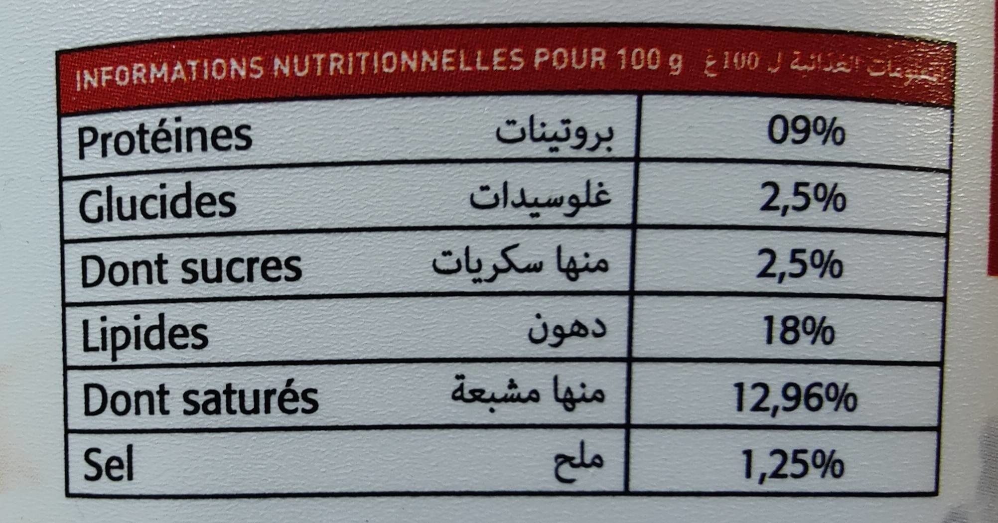 Coeur de Kabylie - Nutrition facts - fr