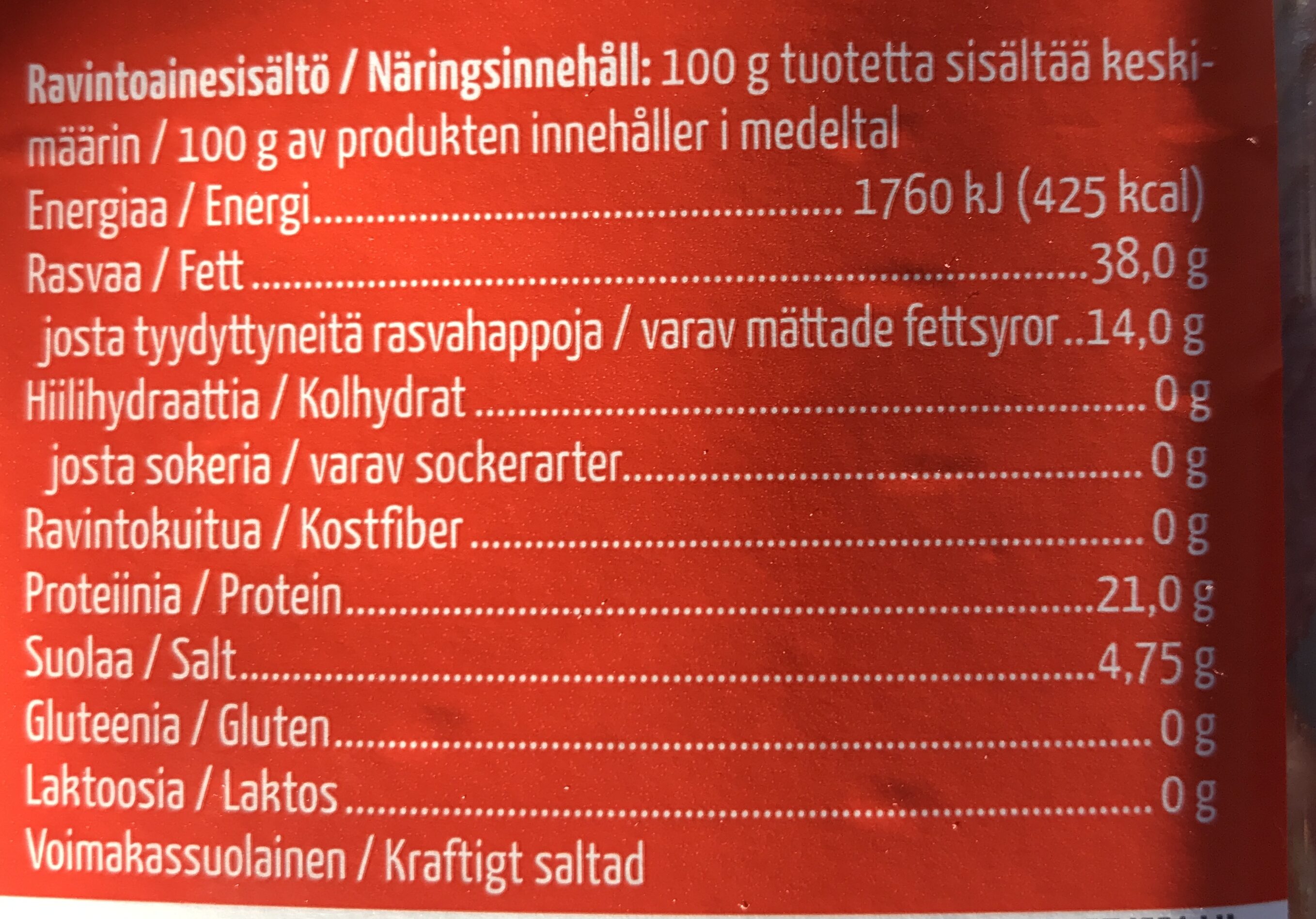 Luomu-Meetvursti - Nutrition facts - fi