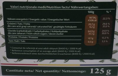 Ambrozia Crackers vegani cu susan si condimente - Nutrition facts - ro