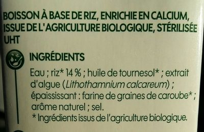Boisson riz calcium - Ingredients - fr