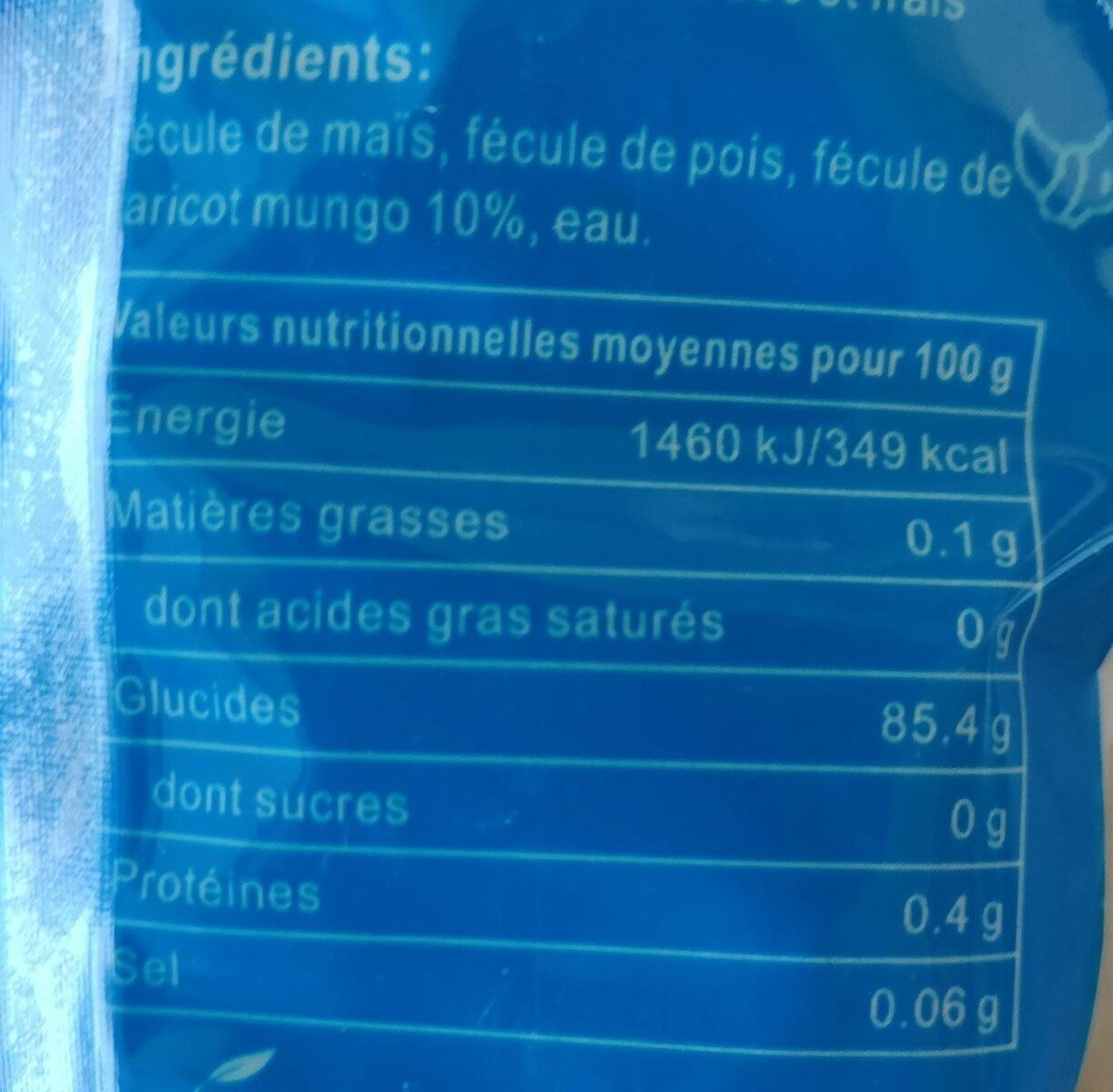 Vermicelle de soja - Nutrition facts - fr