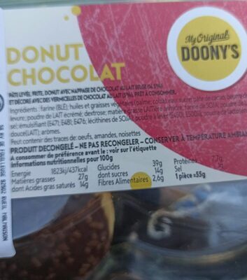 Donut chocolat - Nutrition facts - fr