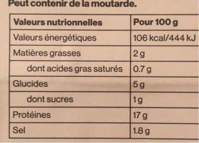 Poitrine de poulet grille - Nutrition facts - fr