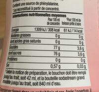 Concentré saveur pamplemousse rose - Nutrition facts - fr