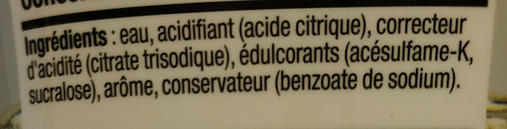 Concentré saveur Limonade Zéro - Ingredients - fr