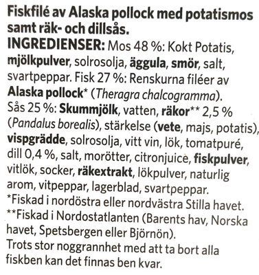 Fiskgratäng Räk- & Dillsås - Ingredients - sv