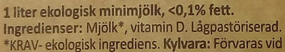 Arla Ko Ekologisk Minimjölk - Ingredients - sv