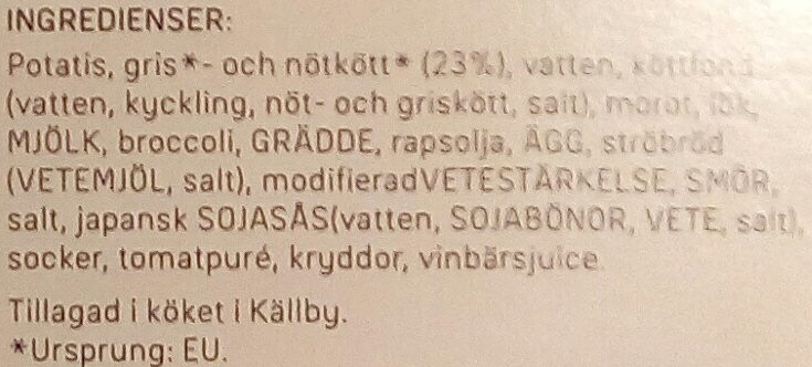 Dafgårds Farfars Delikatessköttbullar - Ingredients - sv