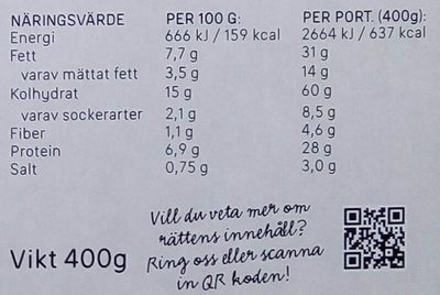 Dafgårds Karins Pasta - Nutrition facts - sv