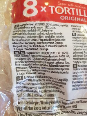 Tortilla Orginal - Ingredients - en