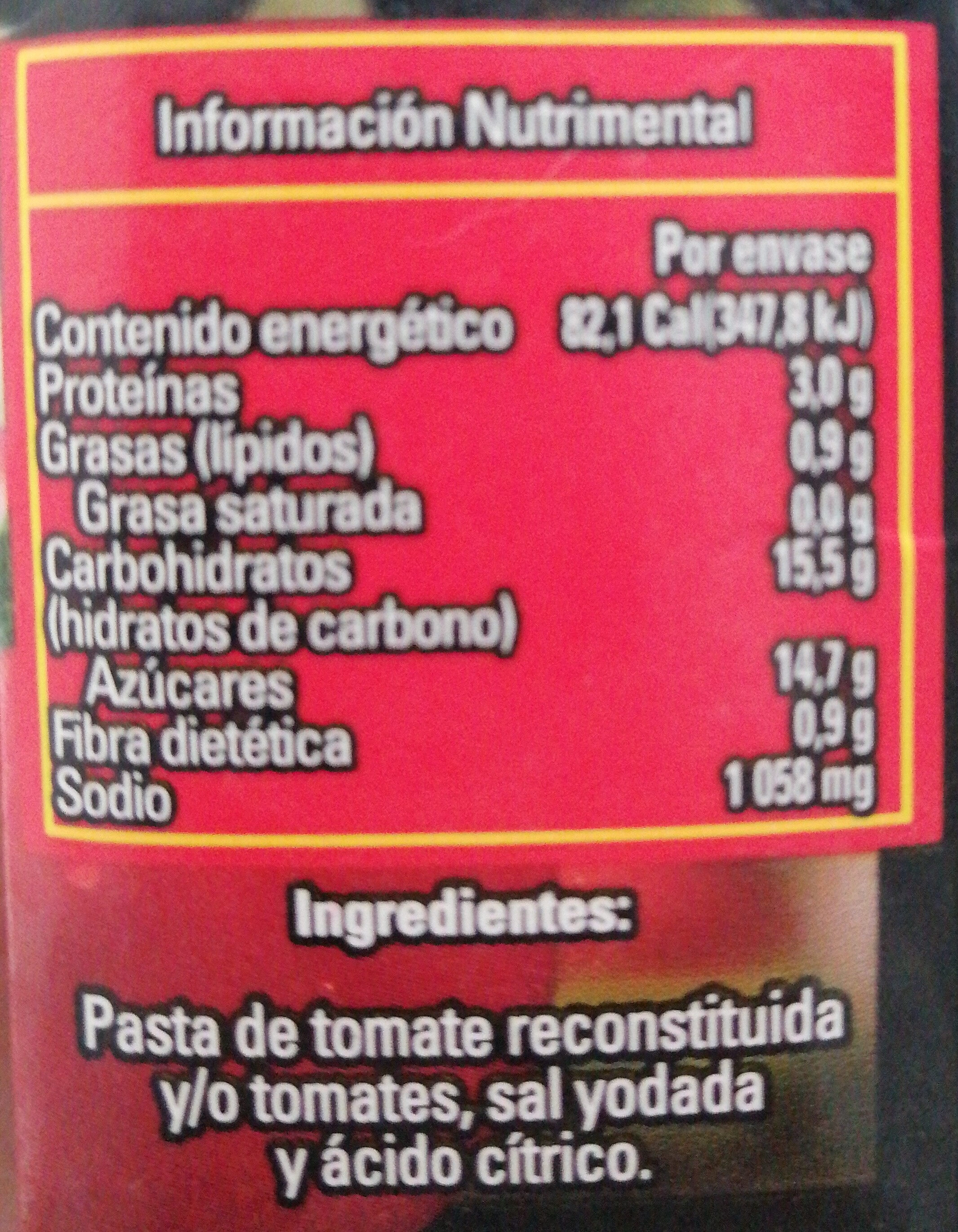 Puré de tomate - Ingredients - es