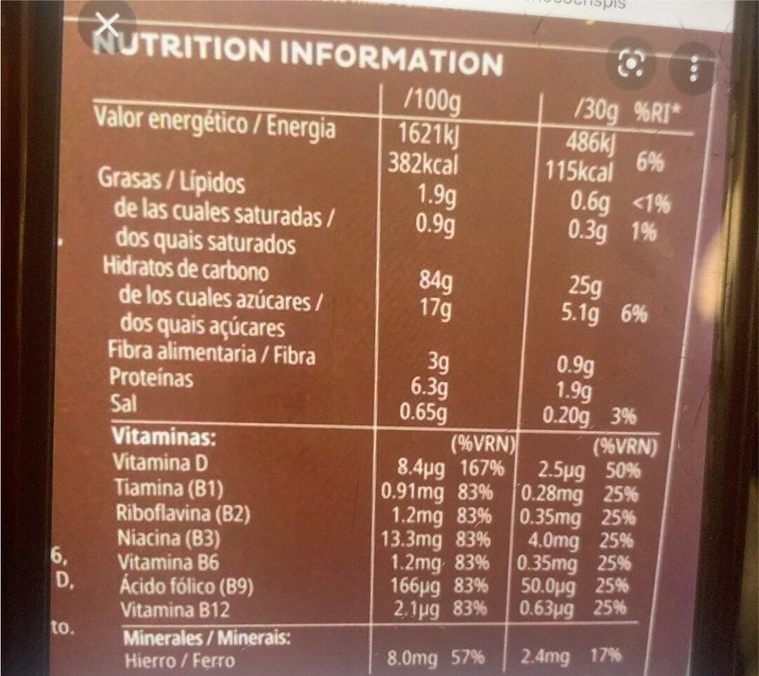 Choco krispies - Nutrition facts - es