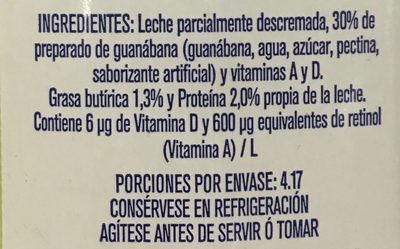 Frutal con leche y fruta sabor Guanábana - Ingredients - es